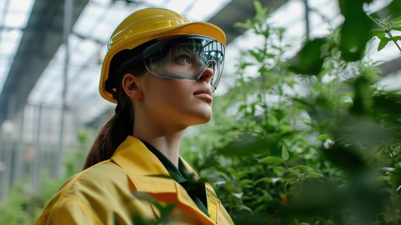 Close up on a plate of mashed potatoes, topped with baked pork chops with cream of mushroom soup, and a side of green beans.